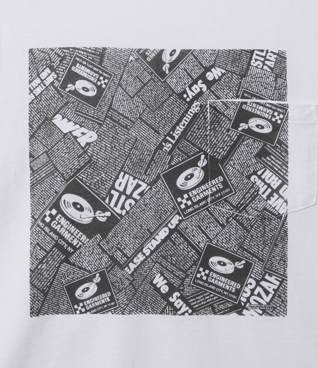 Printed Cross Crew Tee - Newspaper – NEPENTHES ONLINE STORE