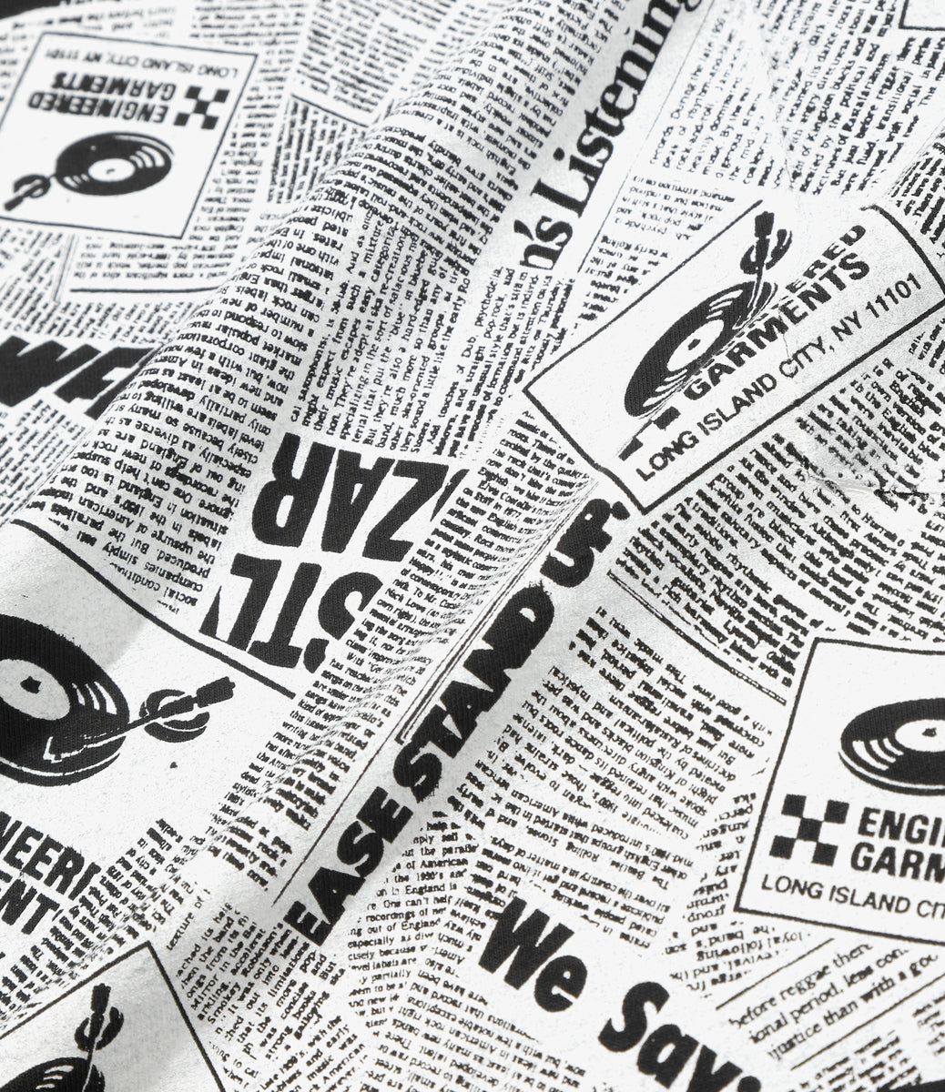 Printed Cross Crew Tee - Newspaper – NEPENTHES ONLINE STORE