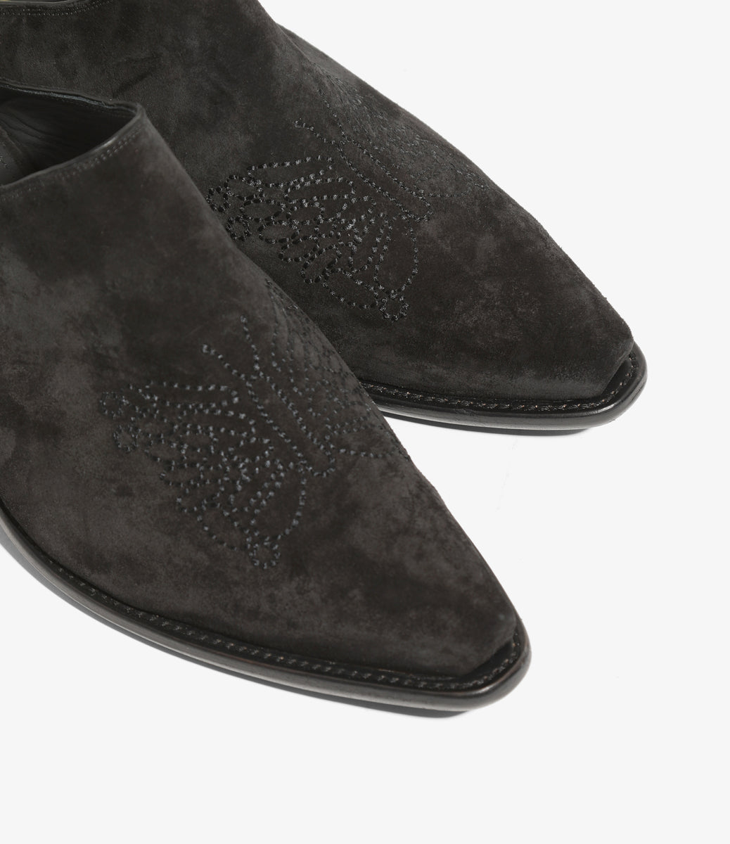 Heeled Papillon Stitched Mule - Suede – NEPENTHES ONLINE STORE