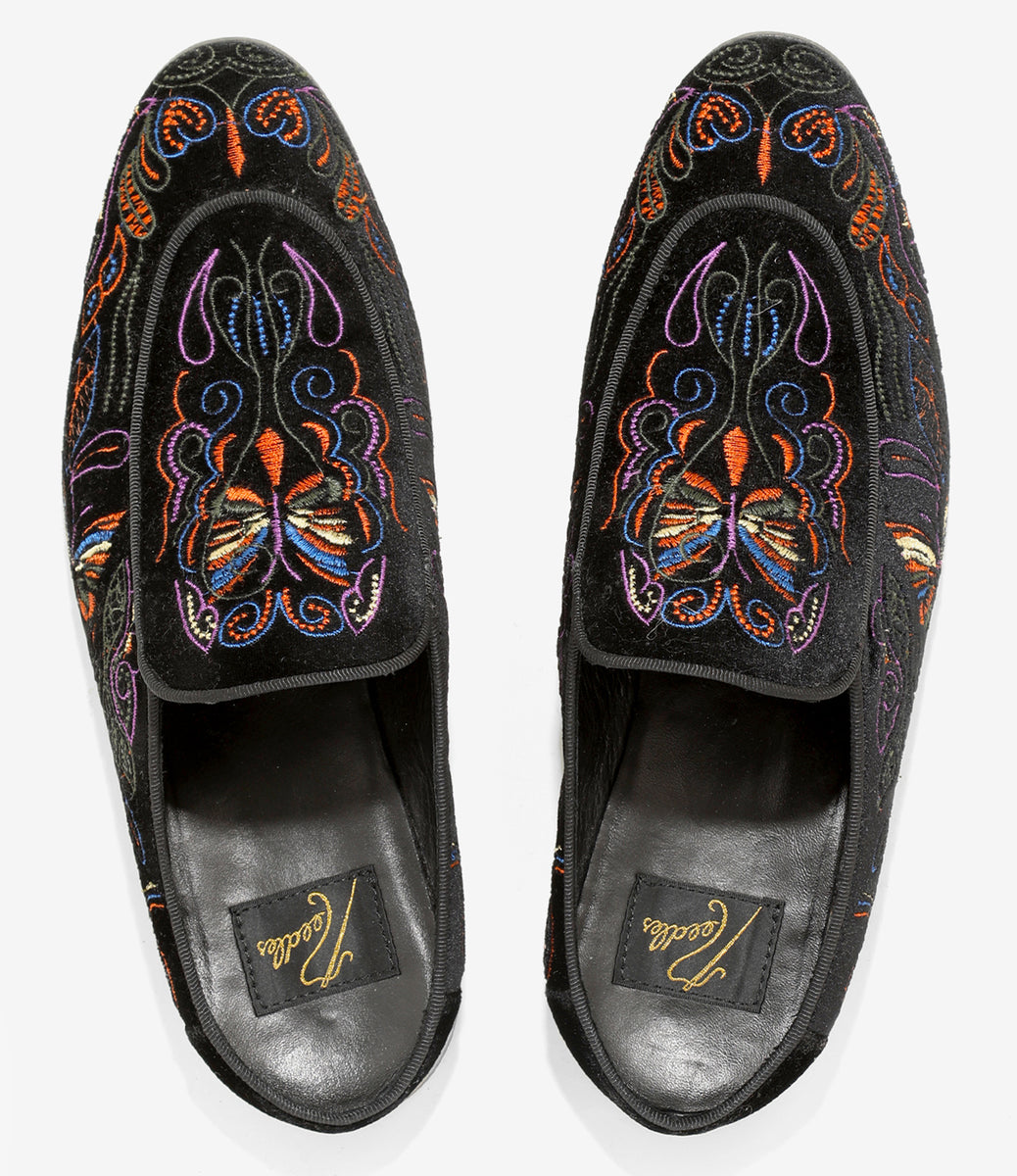 Velvet Mule - Papillon Embroidery