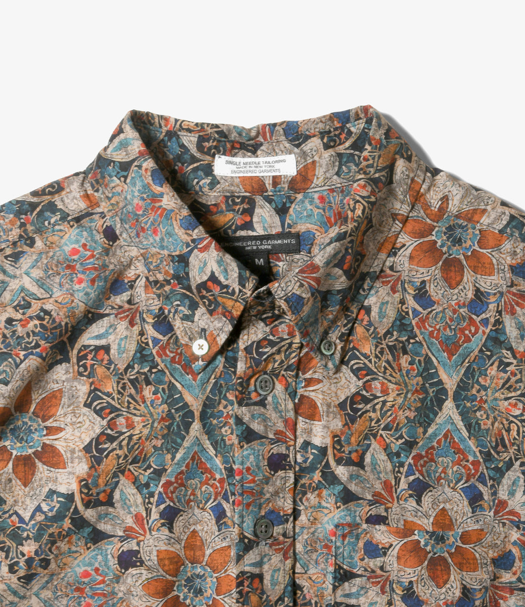 19 Century BD Shirt - Navy Floral Printed Cotton Lawn – NEPENTHES