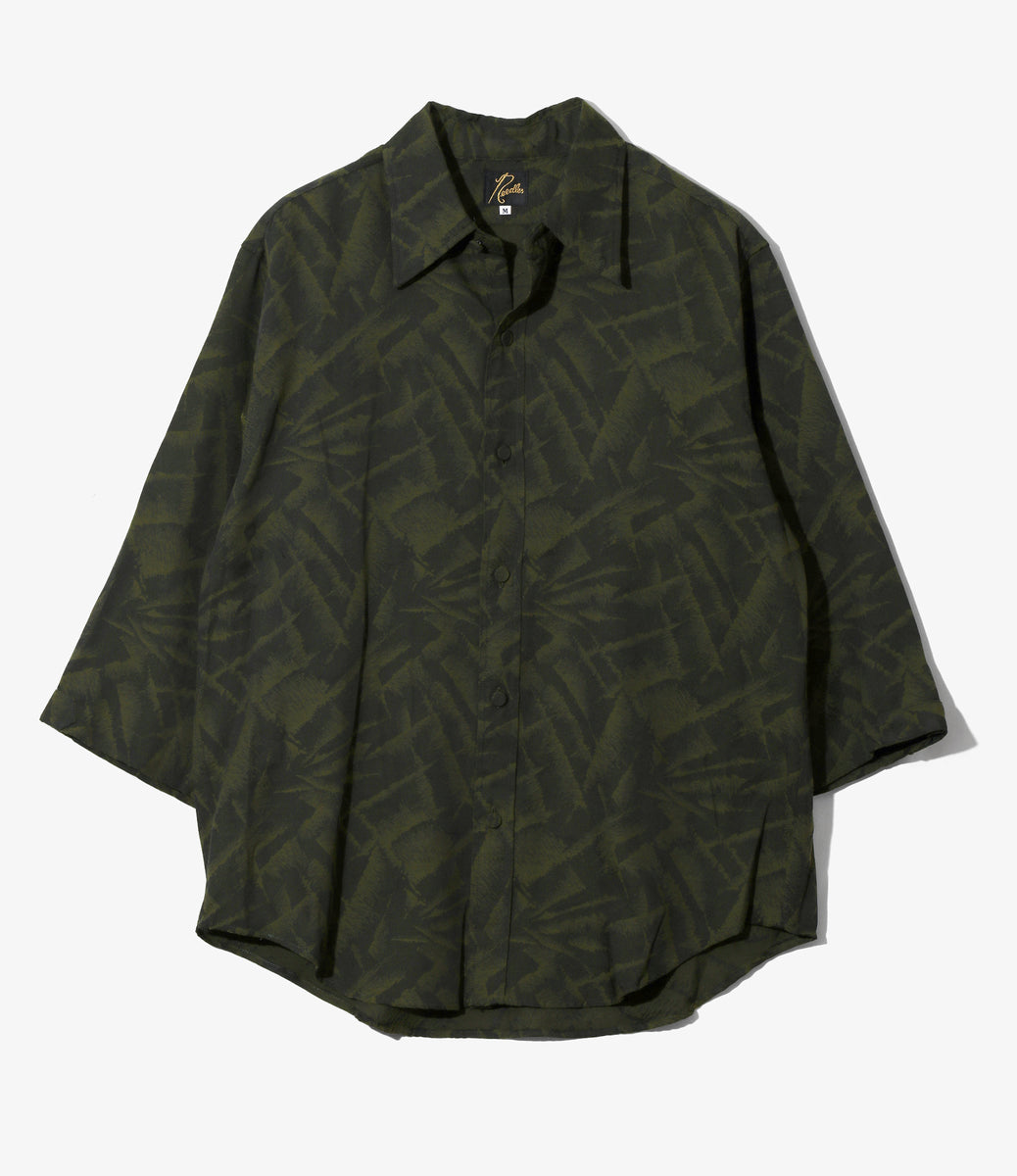 黒ネップ柄コットンアセテートシルクシャツ/レーヨン 絣 Half Sleeve Shirt - Abstract Jacquard – NEPENTHES ONLINE STORE