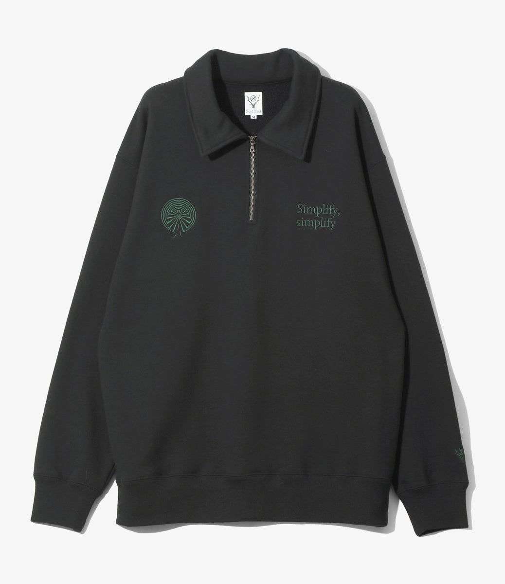 Emb. Half Zipped Sweat Shirt - Cotton French Terry – NEPENTHES