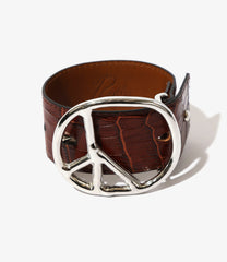 Peace Buckle Bracelet - Crocodile Embossed Leather
