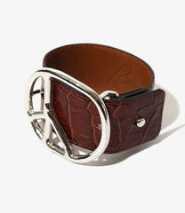 Peace Buckle Bracelet - Crocodile Embossed Leather