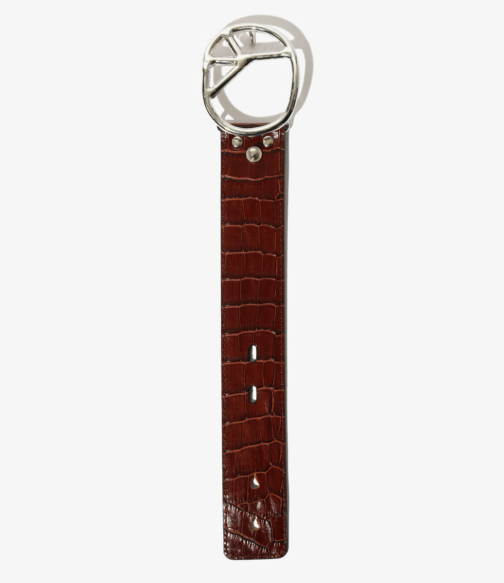 Peace Buckle Bracelet - Crocodile Embossed Leather