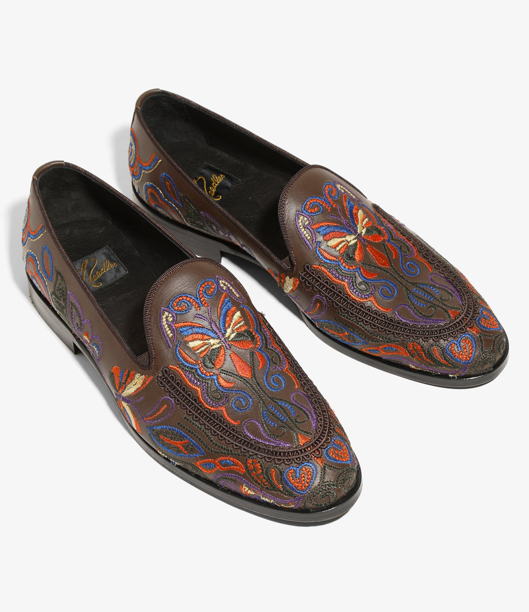 NEEDLES 　 Papillon Emb. Leather Slip-On