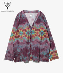 Long Sleeve V-Neck Cardigan - Knit Mesh / Tie dye