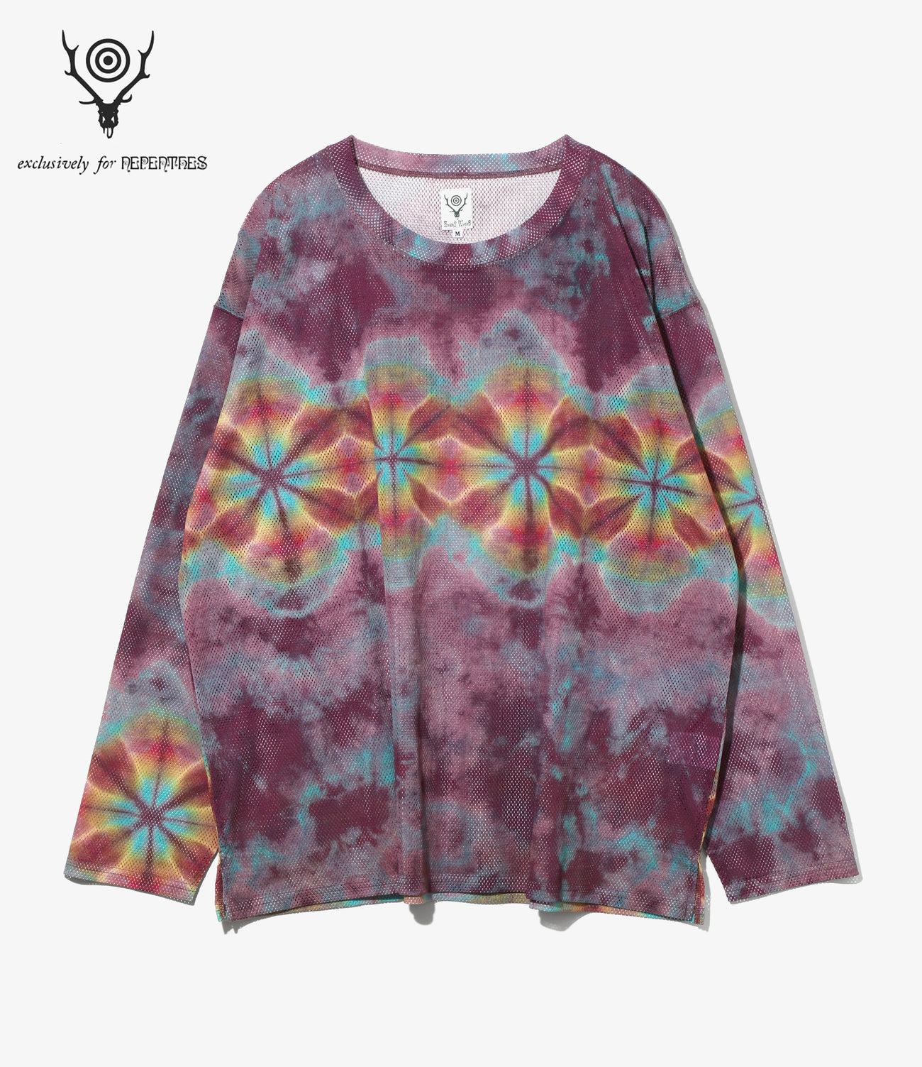 Long Sleeve Crew Neck Shirt - Knit Mesh / Tie dye
