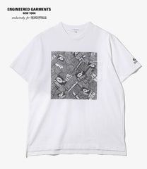Printed Cross Crew Tee  - Newspaper