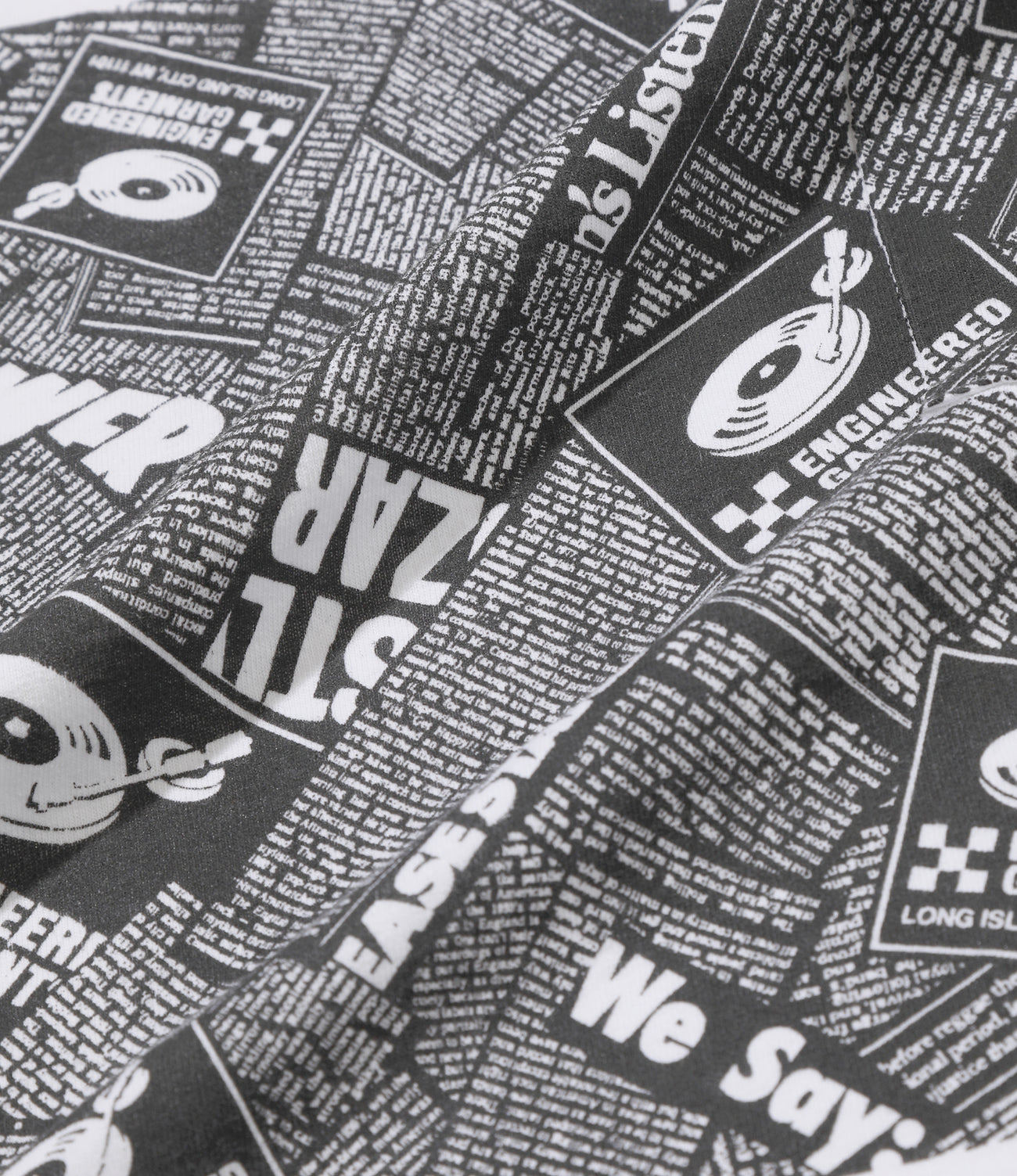 Printed Cross Crew Tee  - Newspaper