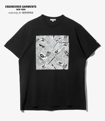 Printed Cross Crew Tee  - Newspaper