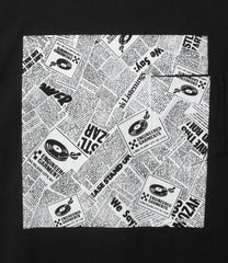 Printed Cross Crew Tee  - Newspaper