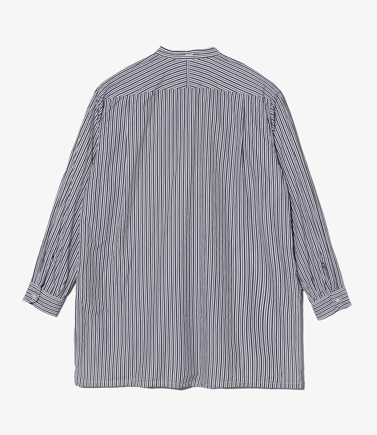 Banded Collar Long Shirt - Stripe Broadcloth