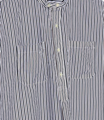 Banded Collar Long Shirt - Stripe Broadcloth