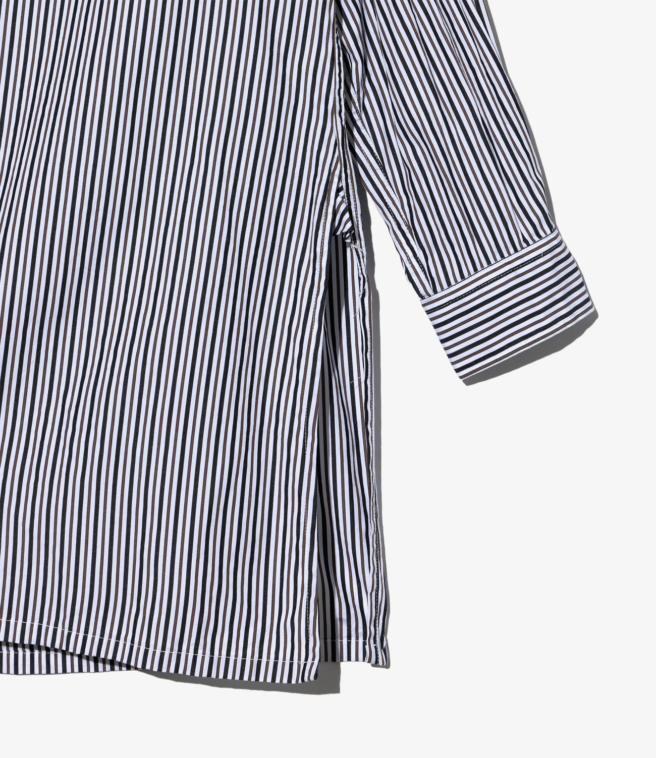 Banded Collar Long Shirt - Stripe Broadcloth