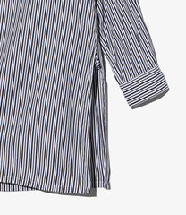 Banded Collar Long Shirt - Stripe Broadcloth