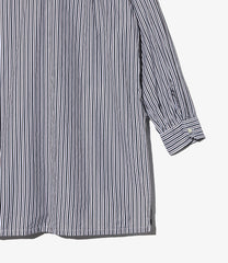 Banded Collar Long Shirt - Stripe Broadcloth
