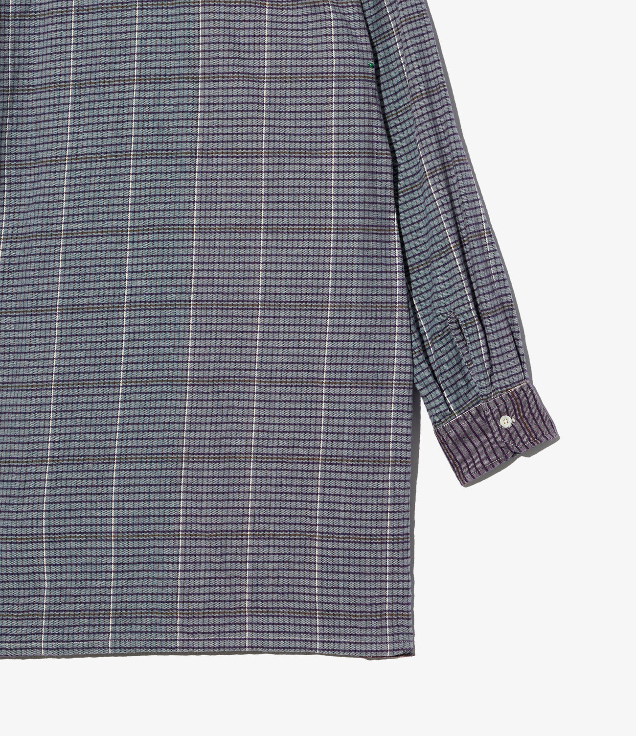 Banded Collar Long Shirt - Cotton Color Block Check