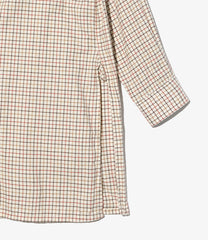 Banded Collar Long Shirt - Brushed Cotton Tattersall