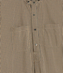 Banded Collar Long Shirt - Cotton Small Check