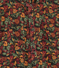Banded Collar Long Shirt - Cotton Rose Print