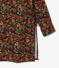 Banded Collar Long Shirt - Cotton Rose Print