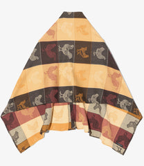 Button Shawl - Cotton Bird Block Jacquard