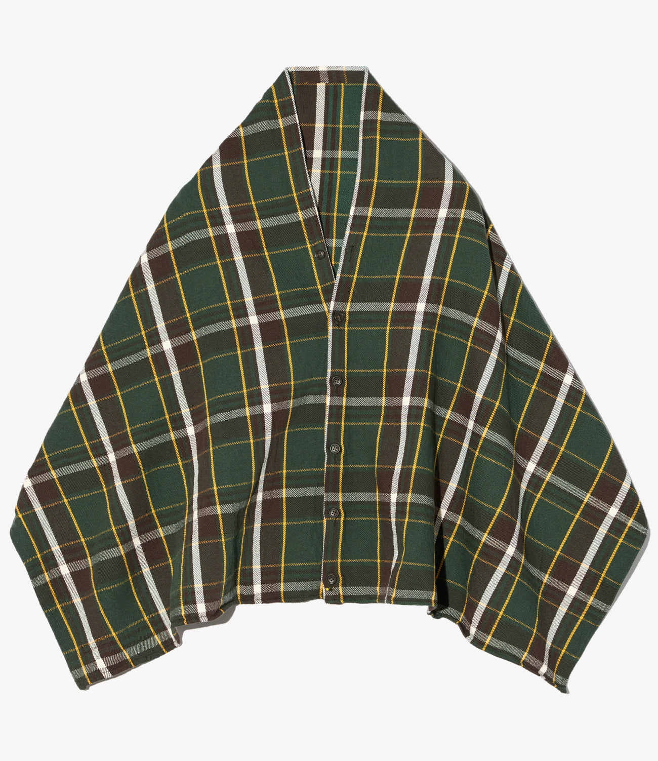 Button Shawl - Cotton Heavy Twill Plaid
