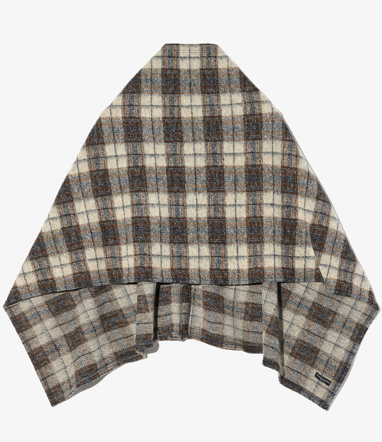 Button Shawl - Poly Wool Knit Plaid