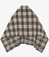 Button Shawl - Poly Wool Knit Plaid