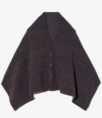 Button Shawl - Horizontal Stripe Sweater Knit