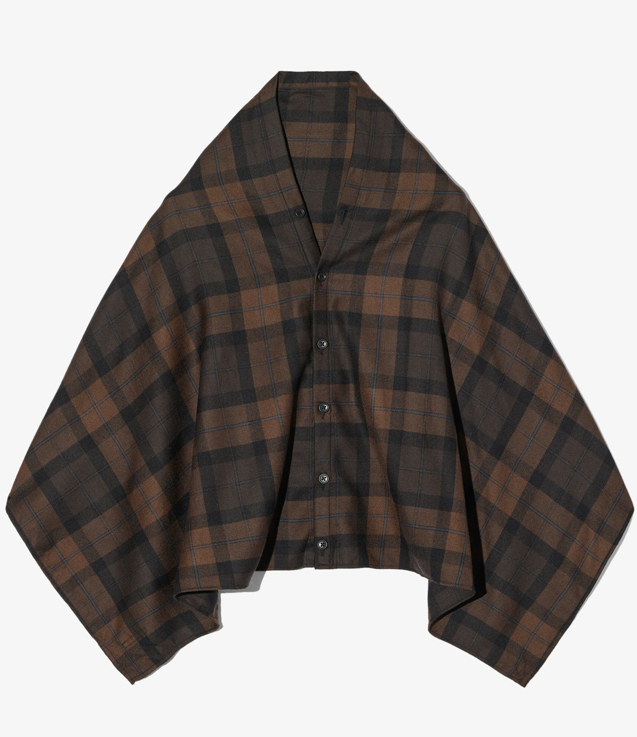 Button Shawl - Worsted Wool Plaid