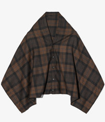 Button Shawl - Worsted Wool Plaid