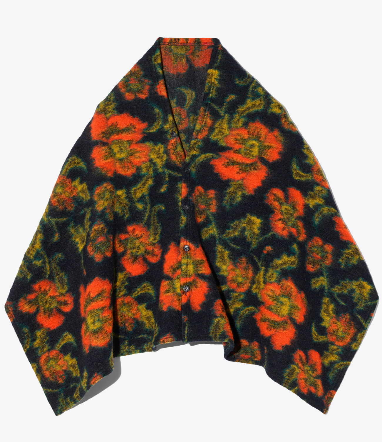 Button Shawl - Floral Knit Jacquard