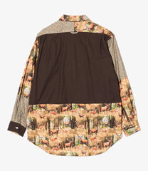 Combo Short Collar Shirt - Cotton Small Floral Print Flannel