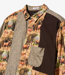 Combo Short Collar Shirt - Cotton Small Floral Print Flannel