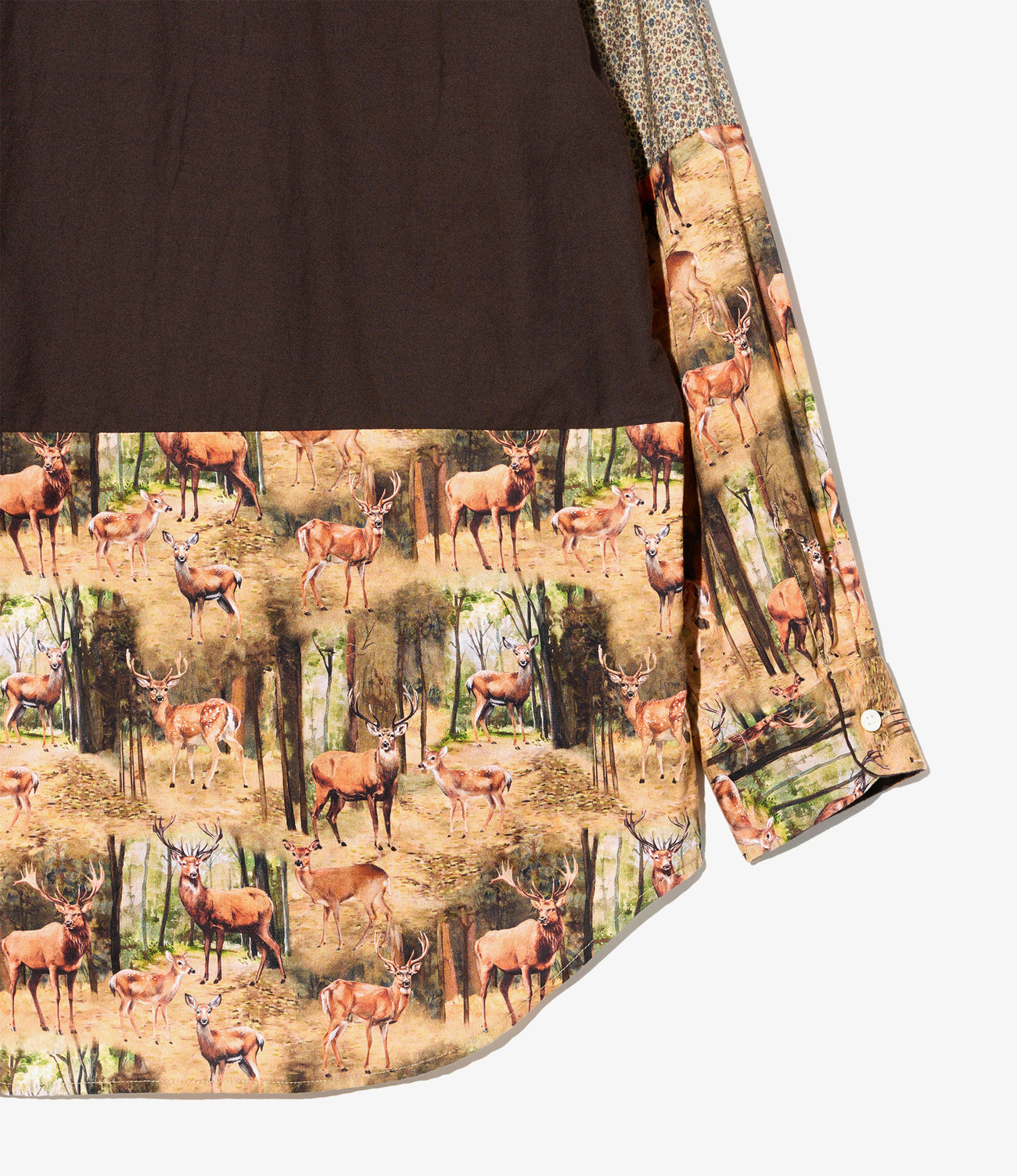 Combo Short Collar Shirt - Cotton Small Floral Print Flannel