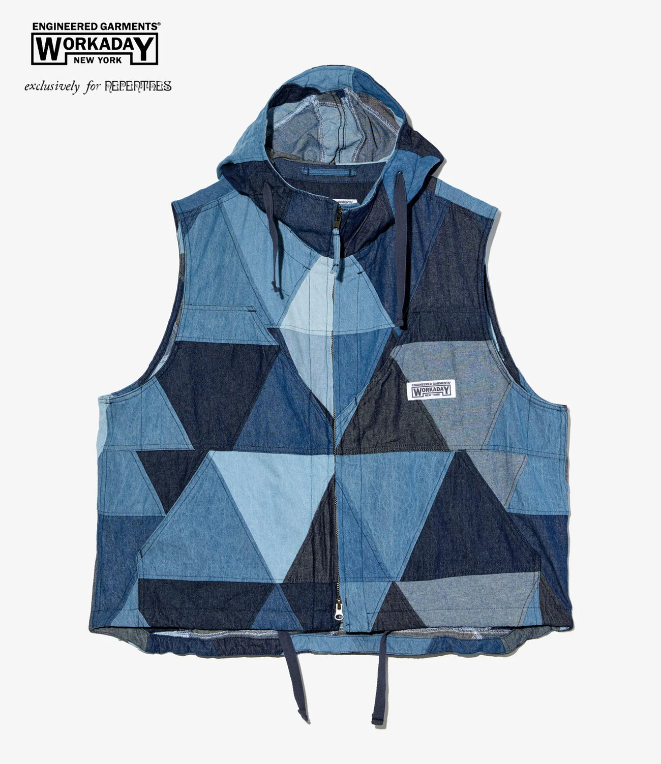 Hooded Vest - Triangle Patchwork