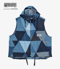 Hooded Vest - Triangle Patchwork