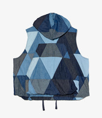 Hooded Vest - Triangle Patchwork