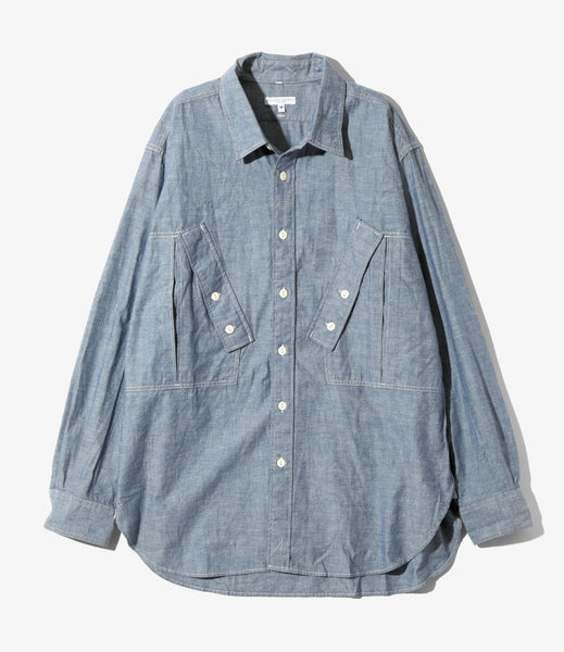 MHL.／DRY COTTON CHAMBRAY コットンプルオーバーシャツ