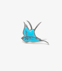 Swallow Motif One Ear Earring - Turquoise