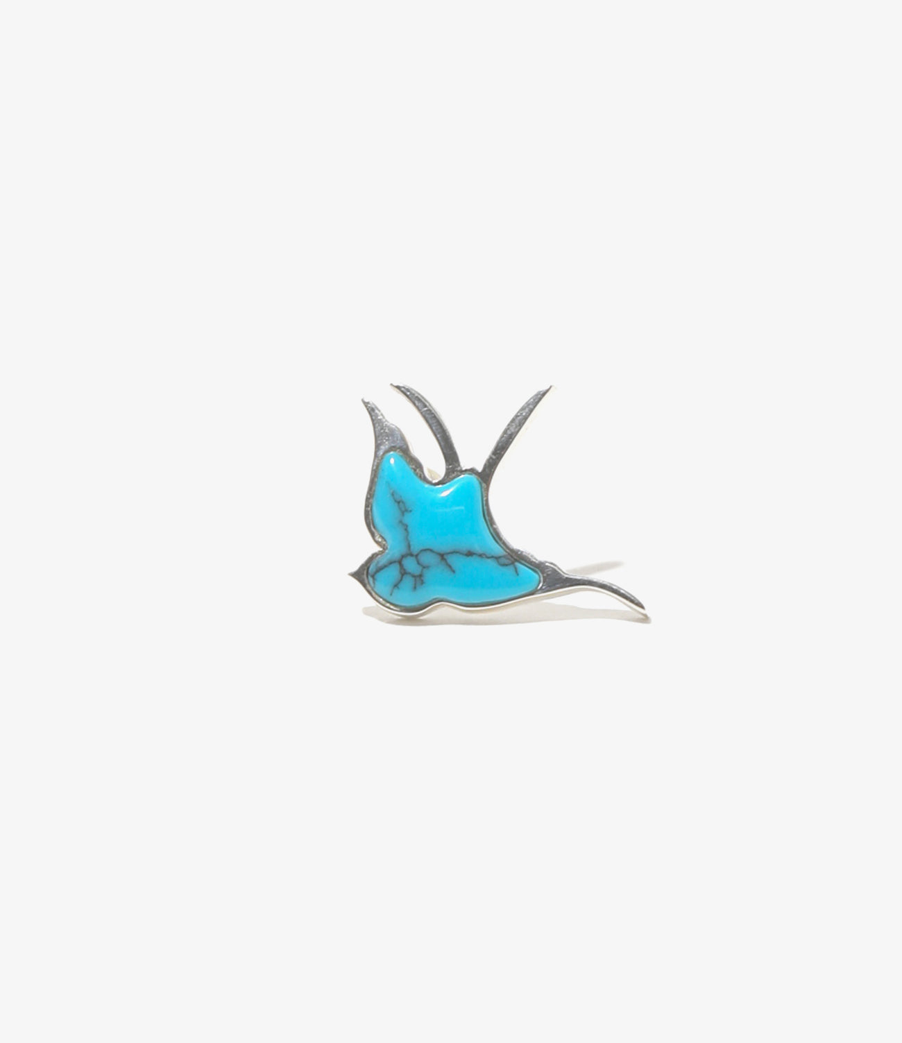 Swallow Motif One Ear Earring - Turquoise