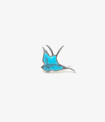 Swallow Motif One Ear Earring - Turquoise