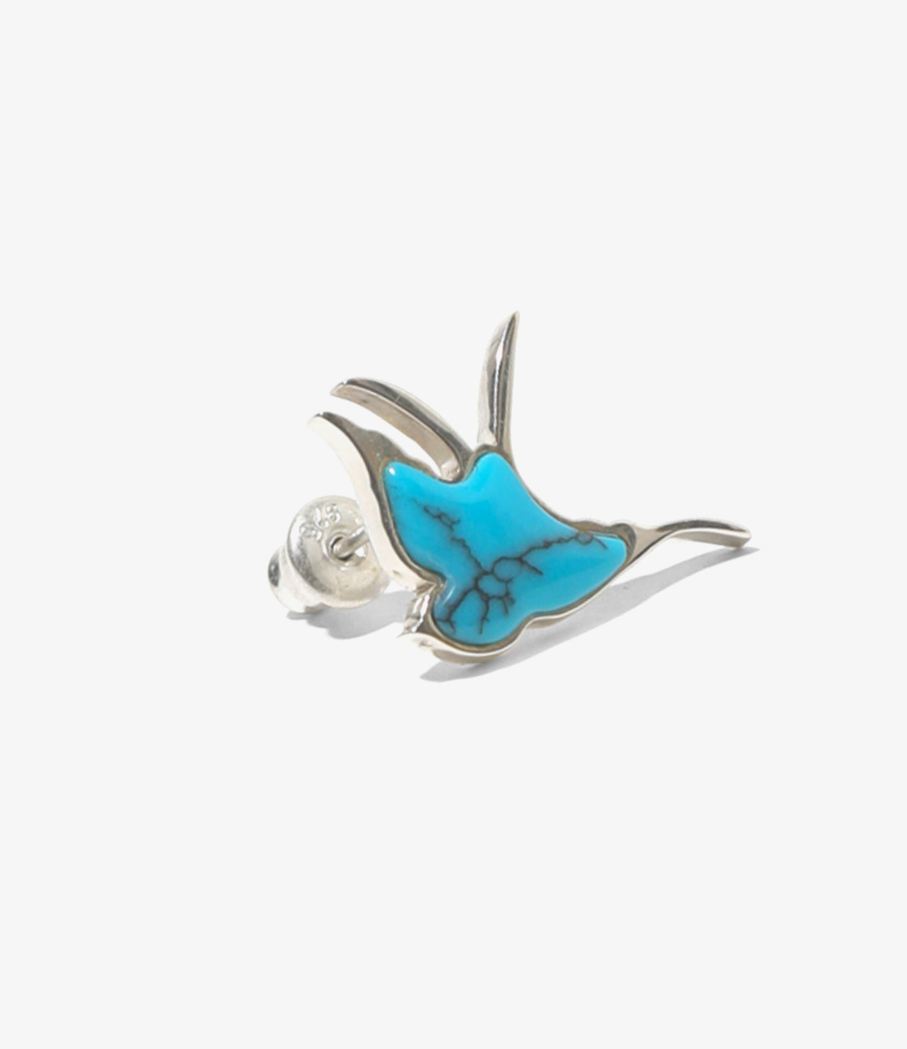 Swallow Motif One Ear Earring - Turquoise