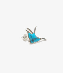Swallow Motif One Ear Earring - Turquoise