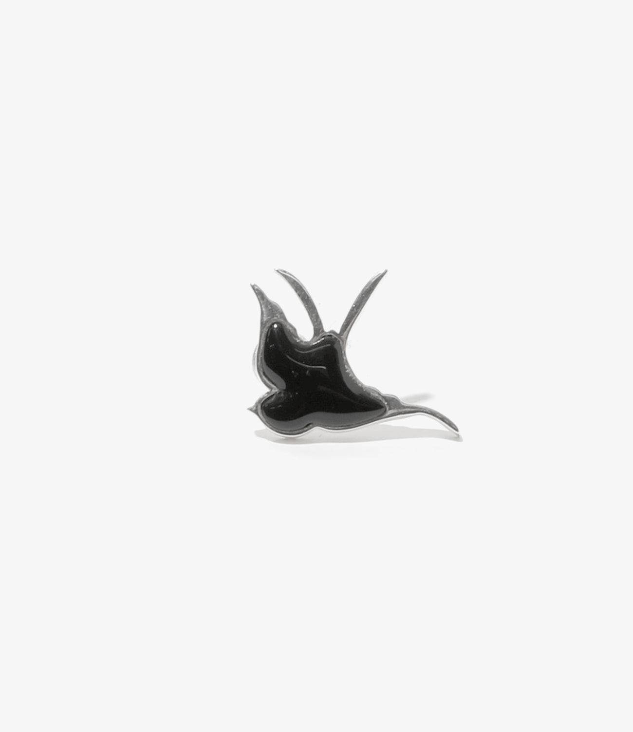 Swallow Motif One Ear Earring - Onyx