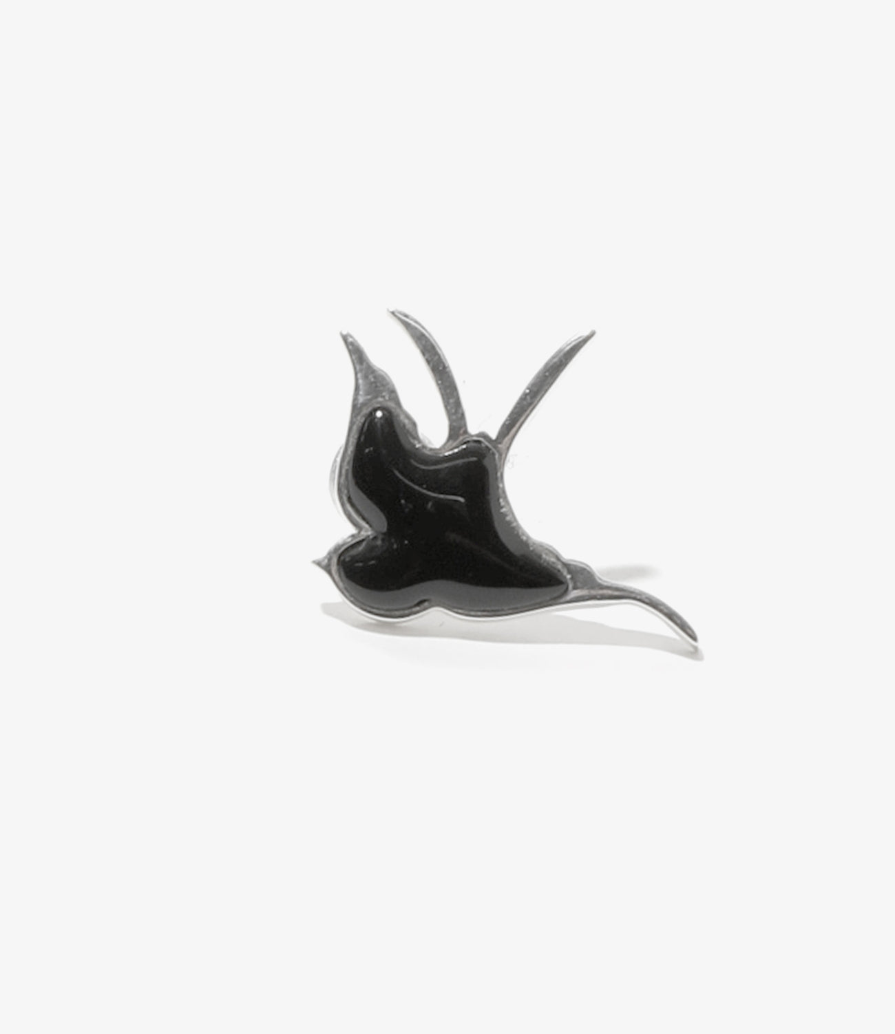 Swallow Motif One Ear Earring - Onyx