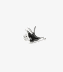 Swallow Motif One Ear Earring - Onyx